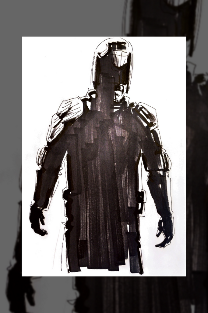 Working Sketch for Mondo Dredd poster