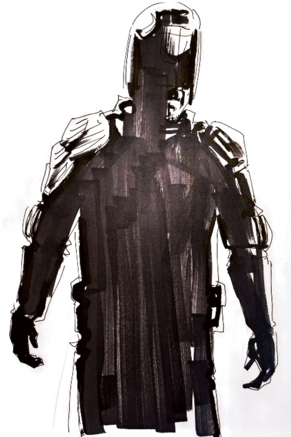 Working Sketch for Mondo Dredd poster